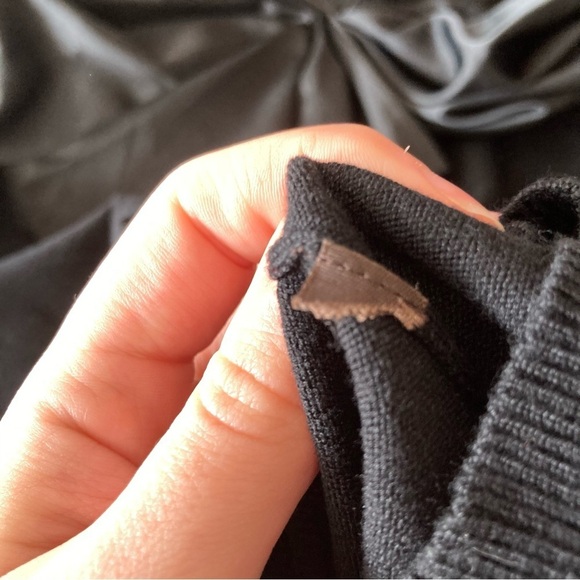 The Limited Black Knit Satin Statement Bow Neckline Top S - Picture 11 of 13